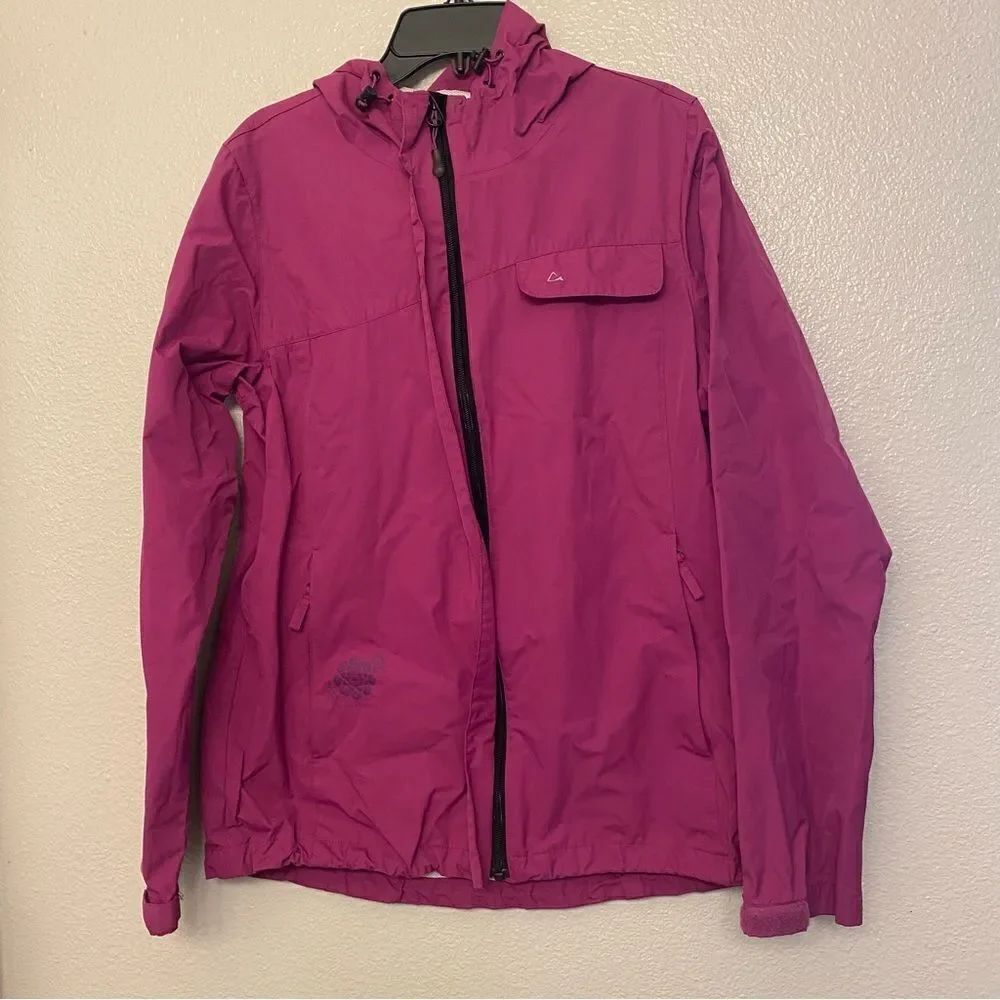 Paradox Womens hot Pink Nylon Full Zip Hooded Pockets Rain Jacket packable S